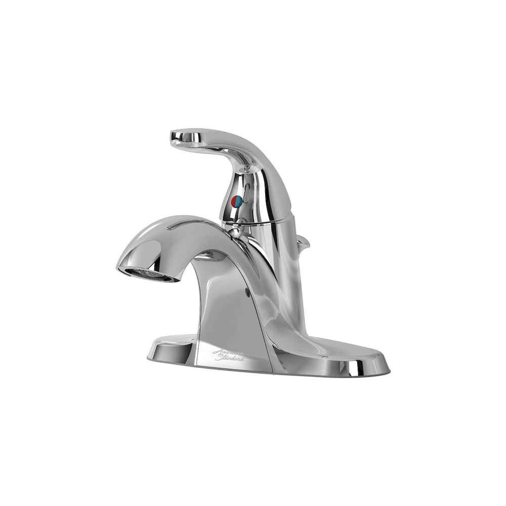 Robinet de salle de bain à arc bas à poignée unique Cadet Centerset (4 pouces) en chrome (valve et drain inclus)