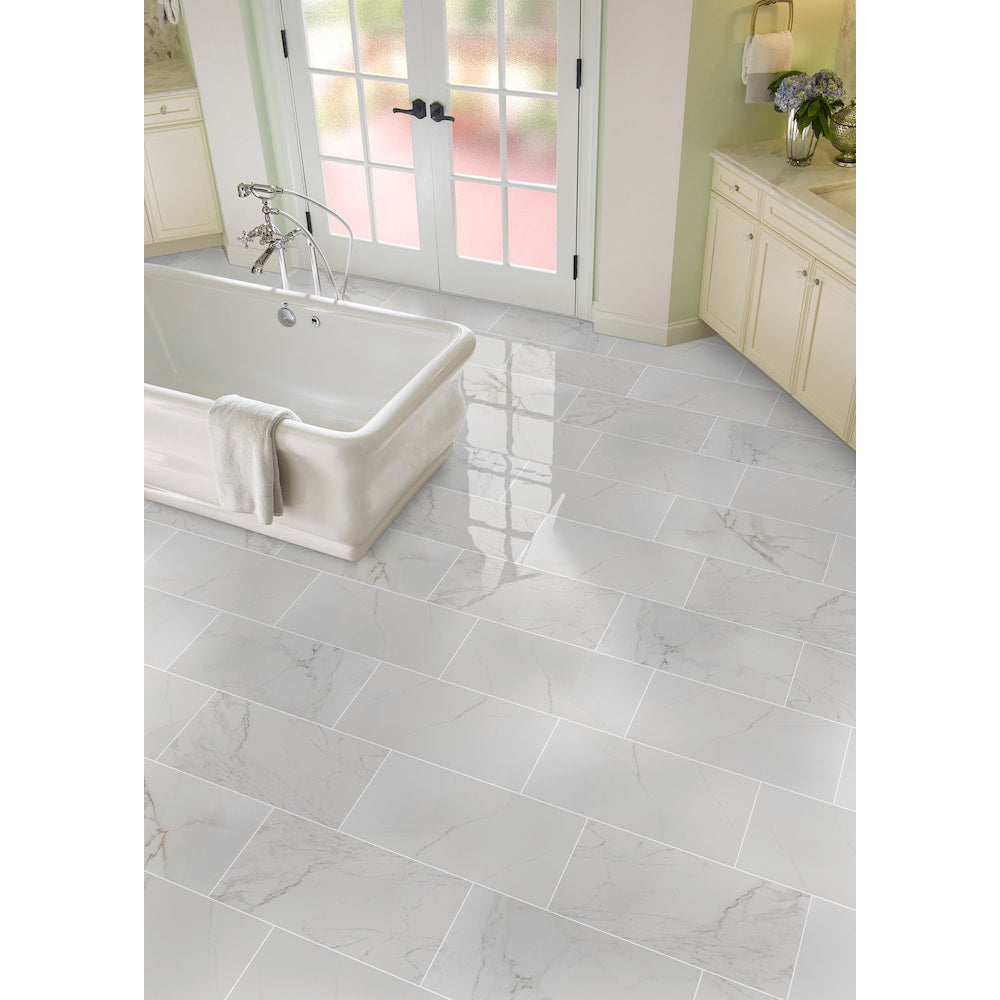 Pietra Carrara 12-inch x 24-inch Glazed Porcelain Floor and Wall Tile (16 sq. ft. / case)