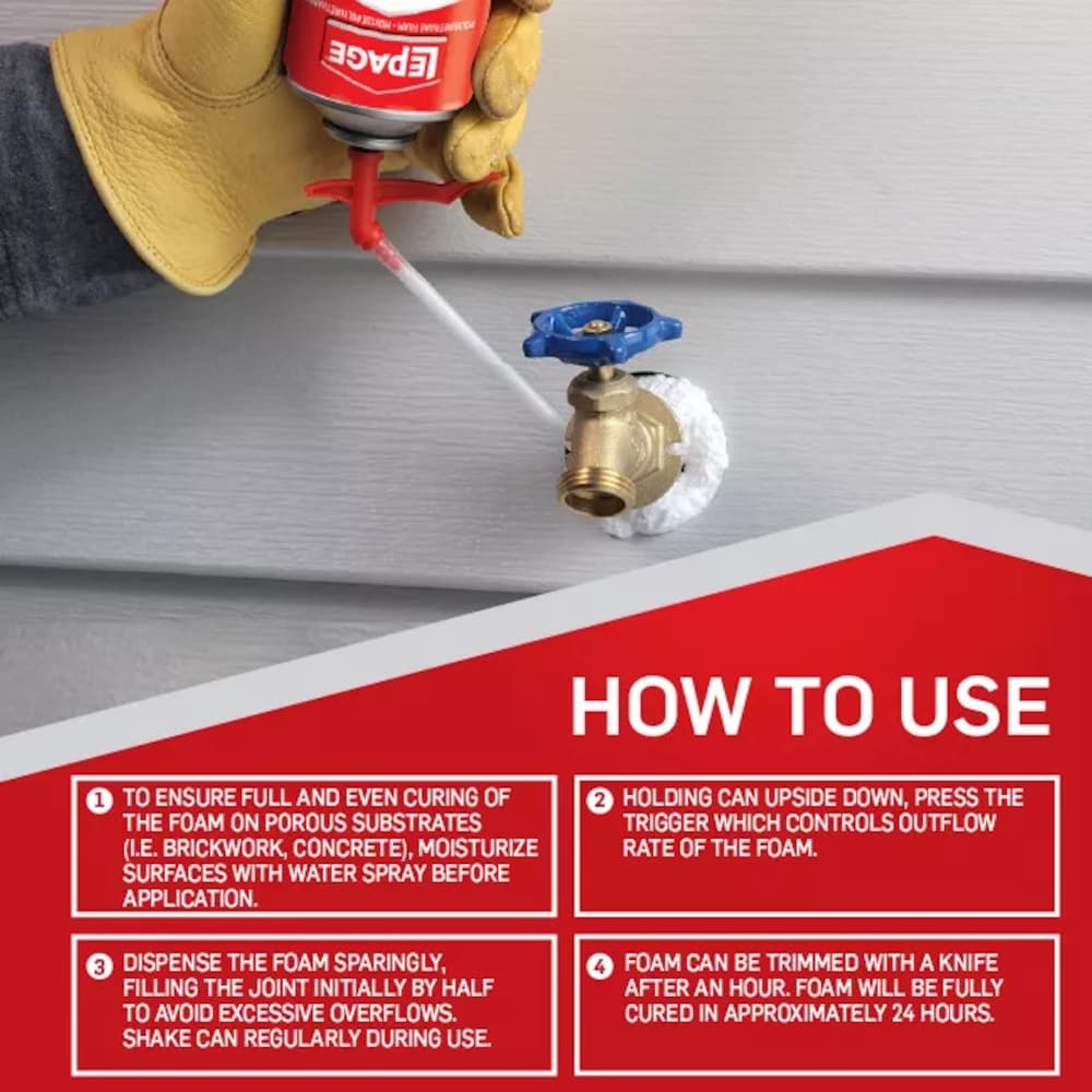 Mastic isolant en mousse pulvérisée Tite Foam Gaps &amp; Cracks, intérieur/extérieur, 340 g