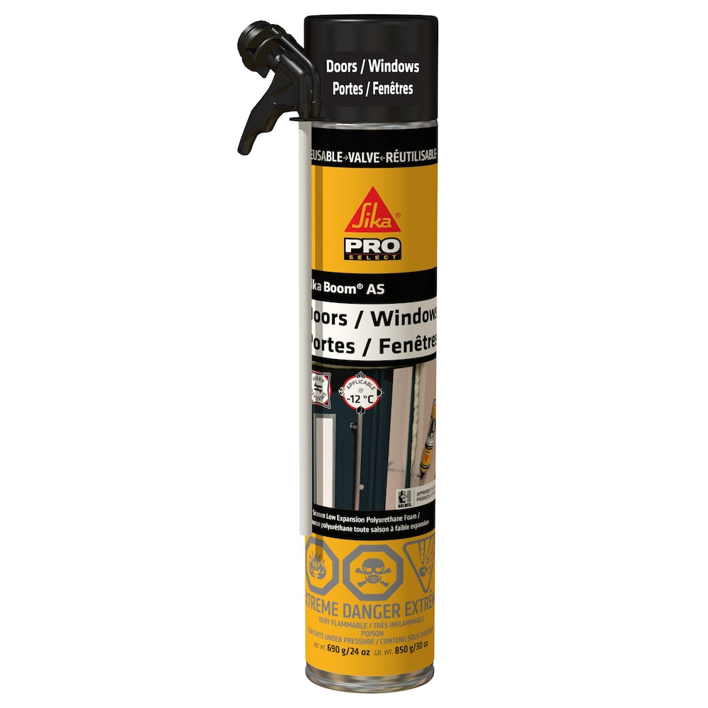 Sika Boom AS, 30 oz, Spray Foam for Doors and Windows Insulation with Reusable Straw, 850g