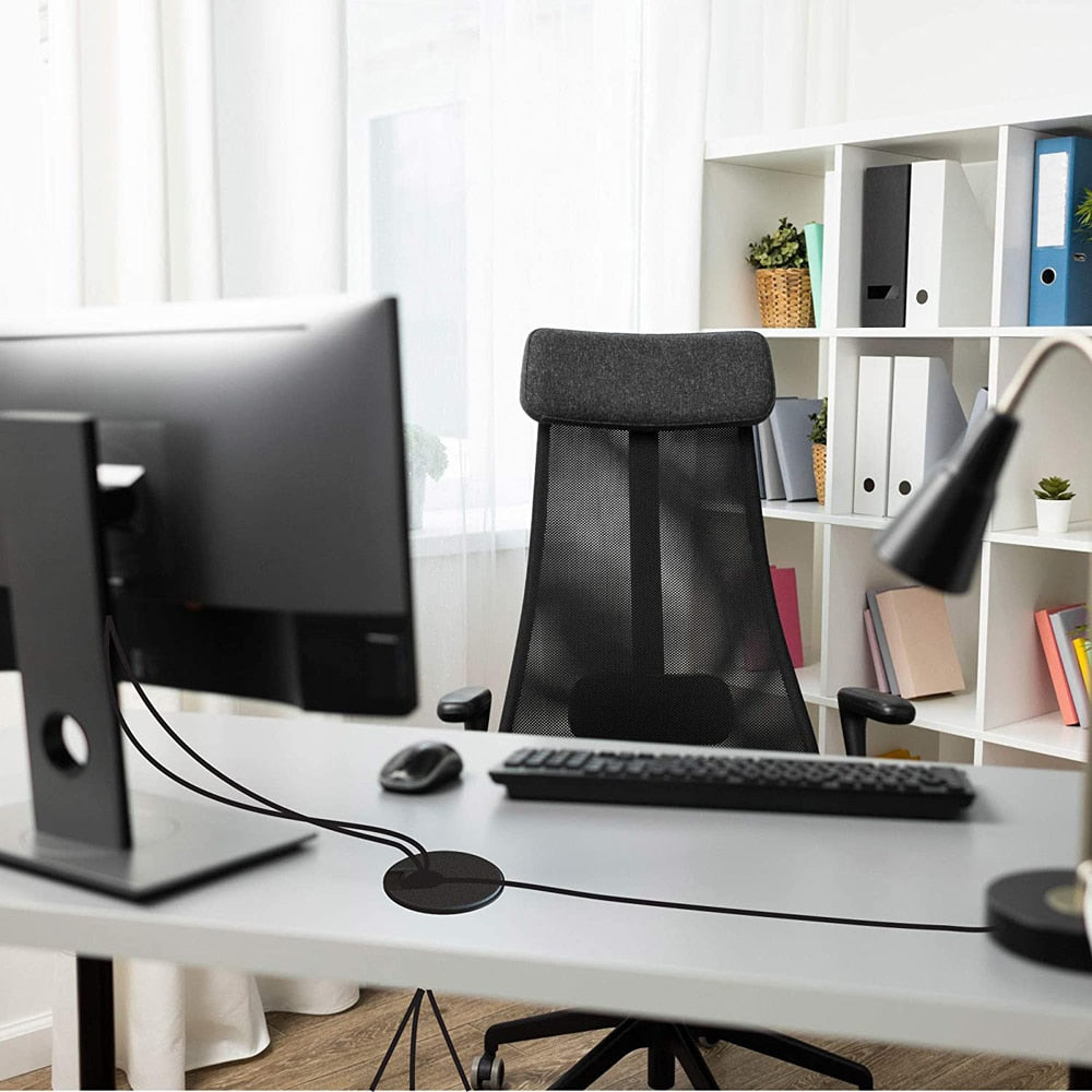 Gestion des câbles à œillets de bureau ronds noirs de 2 pouces (51 mm) de diamètre