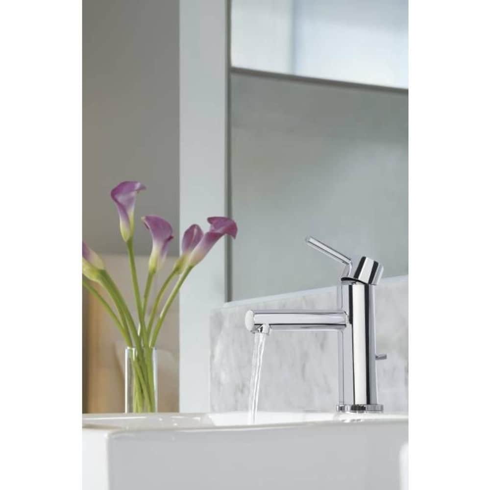 Robinet de lavabo de salle de bain à poignée unique de 4 pouces avec plaque de pont en chrome (vidange et valve incluses)