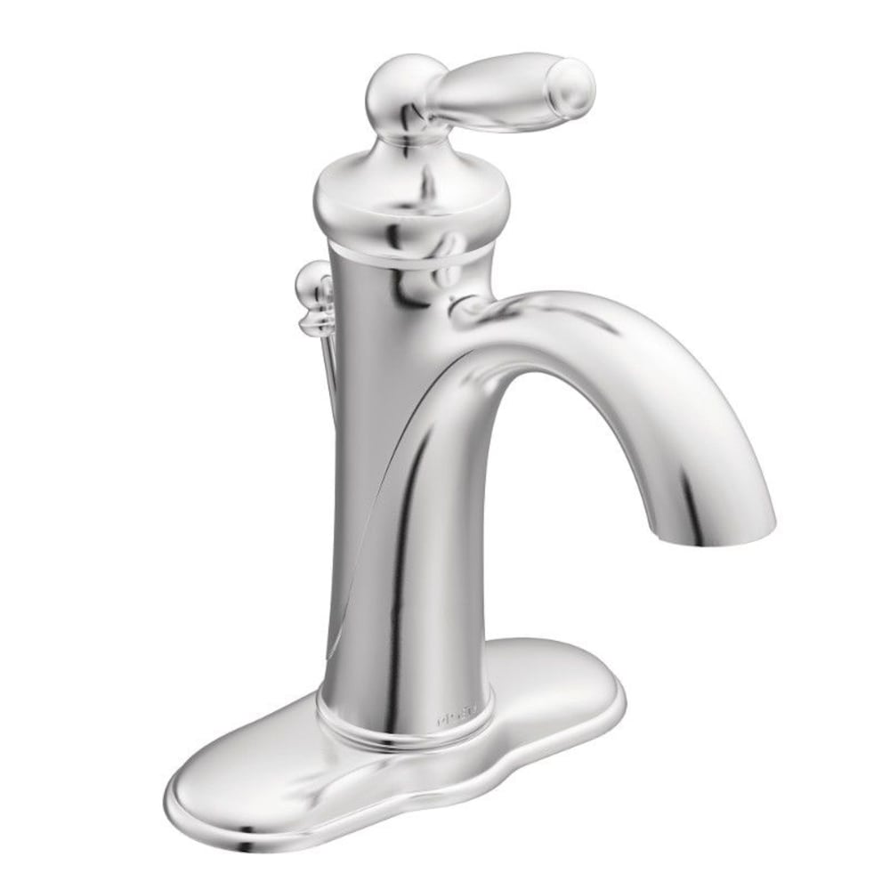 Robinet de lavabo de salle de bain à poignée unique Brantford de 4 pouces avec plaque de pont en chrome (vidange et valve incluses)