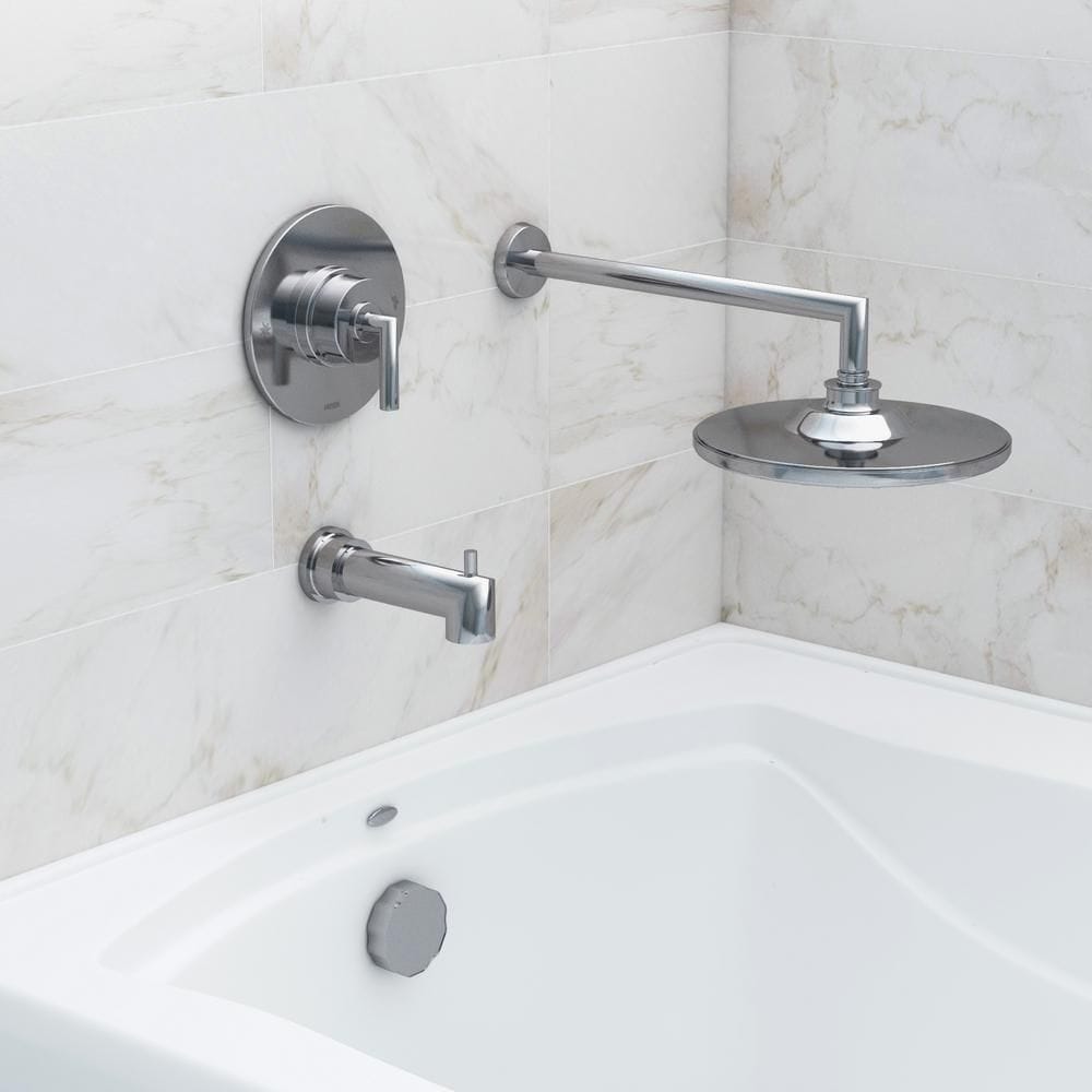 Arris Posi-Temp Single-Handle 1-Spray Bathtub Shower Faucet Trim Kit with Rain Shower Head in Chrome (Valve Not Included)