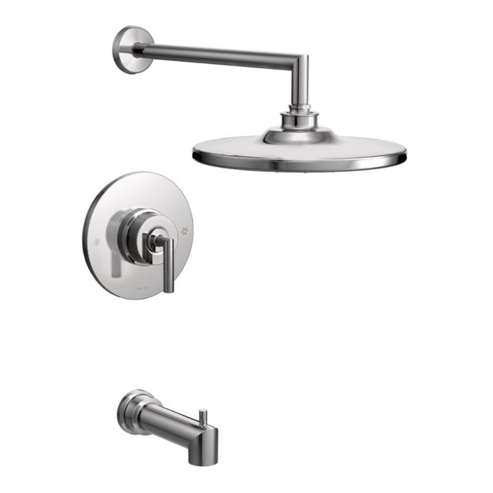 Arris Posi-Temp Single-Handle 1-Spray Bathtub Shower Faucet Trim Kit with Rain Shower Head in Chrome (Valve Not Included)