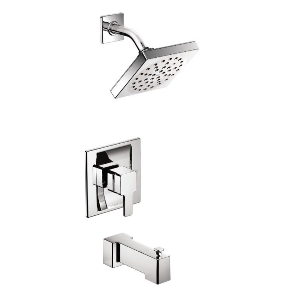 90 Degree Posi-Temp Single-Handle Bathtub Shower Faucet Trim Kit with Rain Shower Head in Chrome (Valve Not Included)