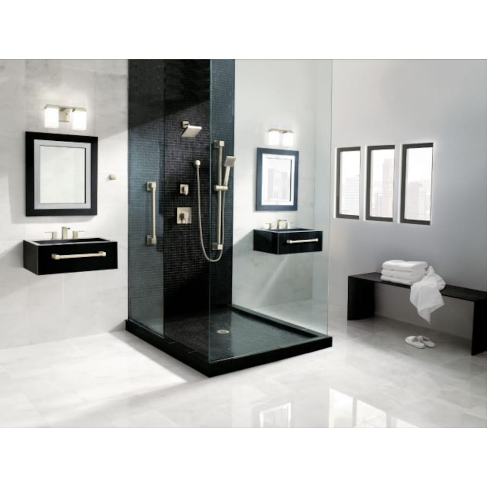 90 Degree Posi-Temp Single-Handle Bathtub Shower Faucet Trim Kit with Rain Shower Head in Chrome (Valve Not Included)