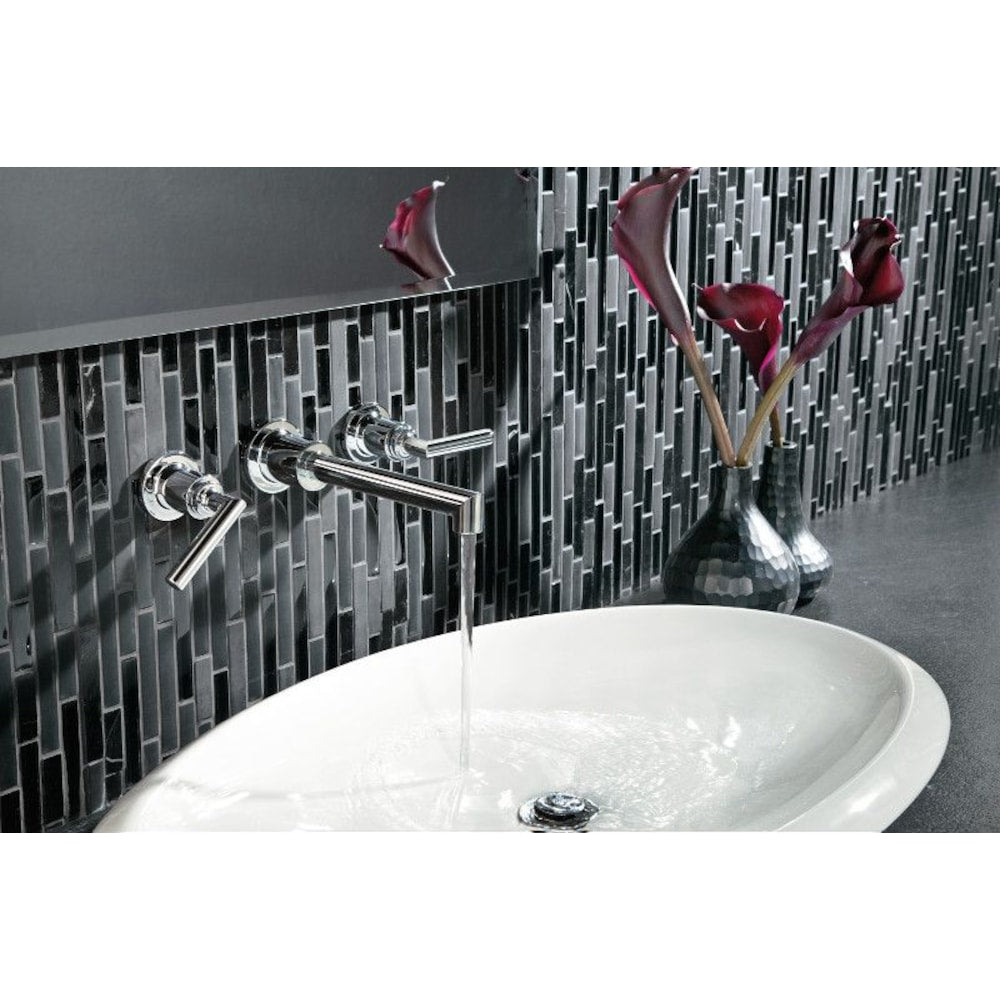 Robinet de lavabo mural à 2 poignées Arris de 8 pouces en chrome (vidange et valve non incluses)