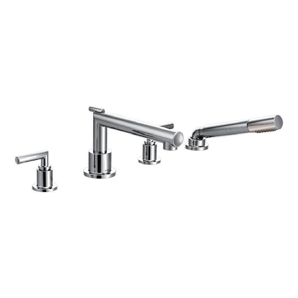Ensemble de garniture de robinet de baignoire romaine à arc élevé à 2 poignées Arris avec douchette à main en chrome (robinet non inclus)