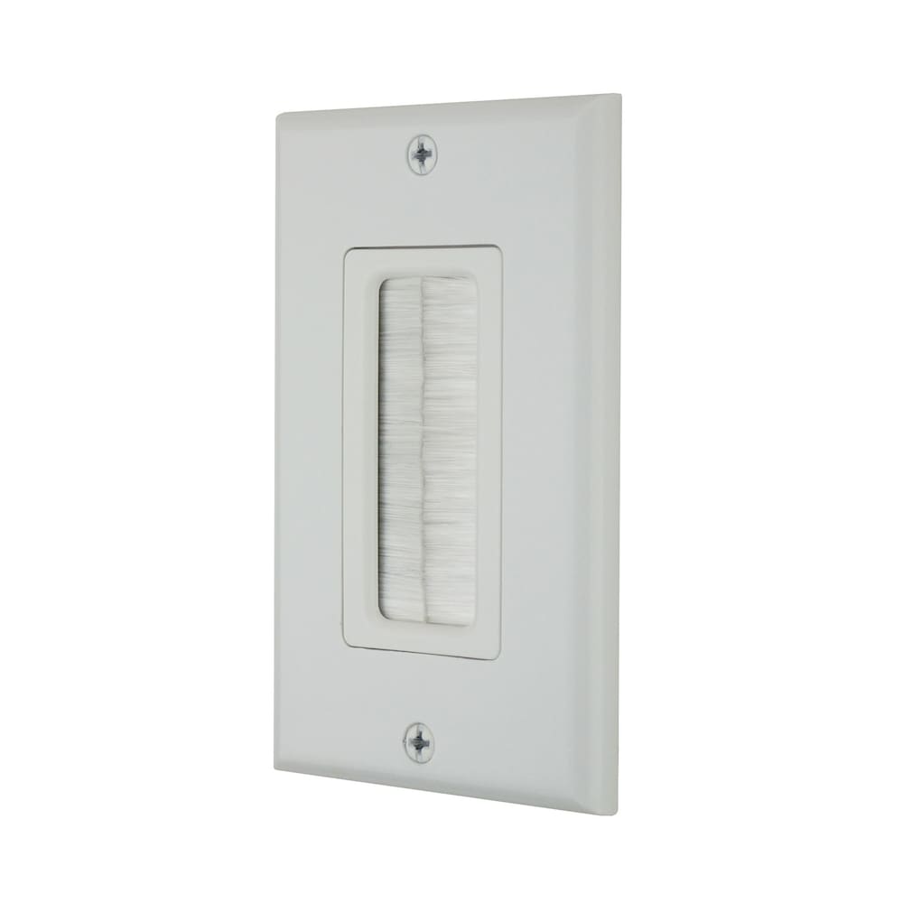 Plaque murale blanche passe-câble polyvalente à brosse unique