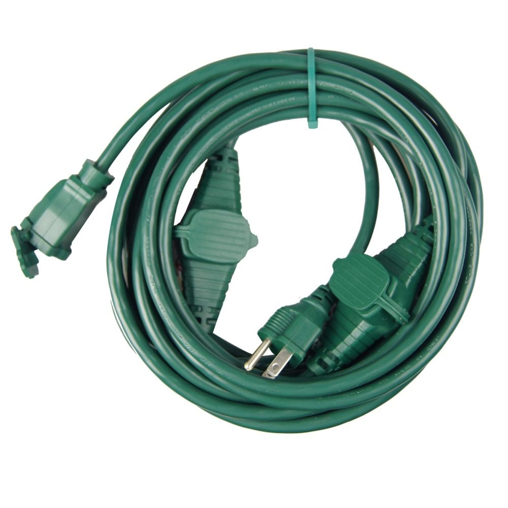 25 ft. 16 Gauge 13 Amps Outdoor Light Duty 3-Conductor Inline Multi-Outlet Extension Cord