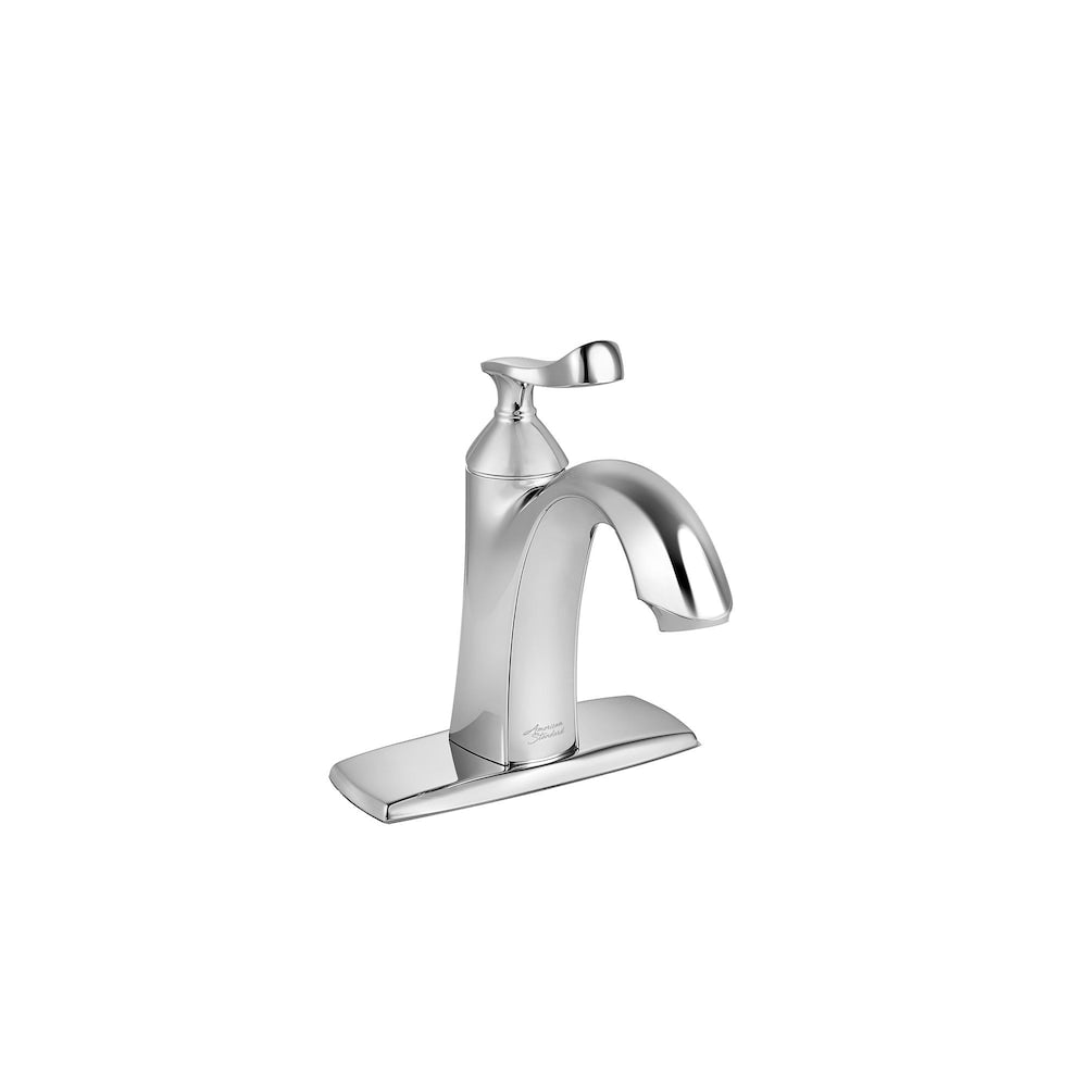 Robinet de lavabo de salle de bain à arc bas à poignée unique et trou unique Chatfield en chrome (robinet, drain et plaque de pont inclus)