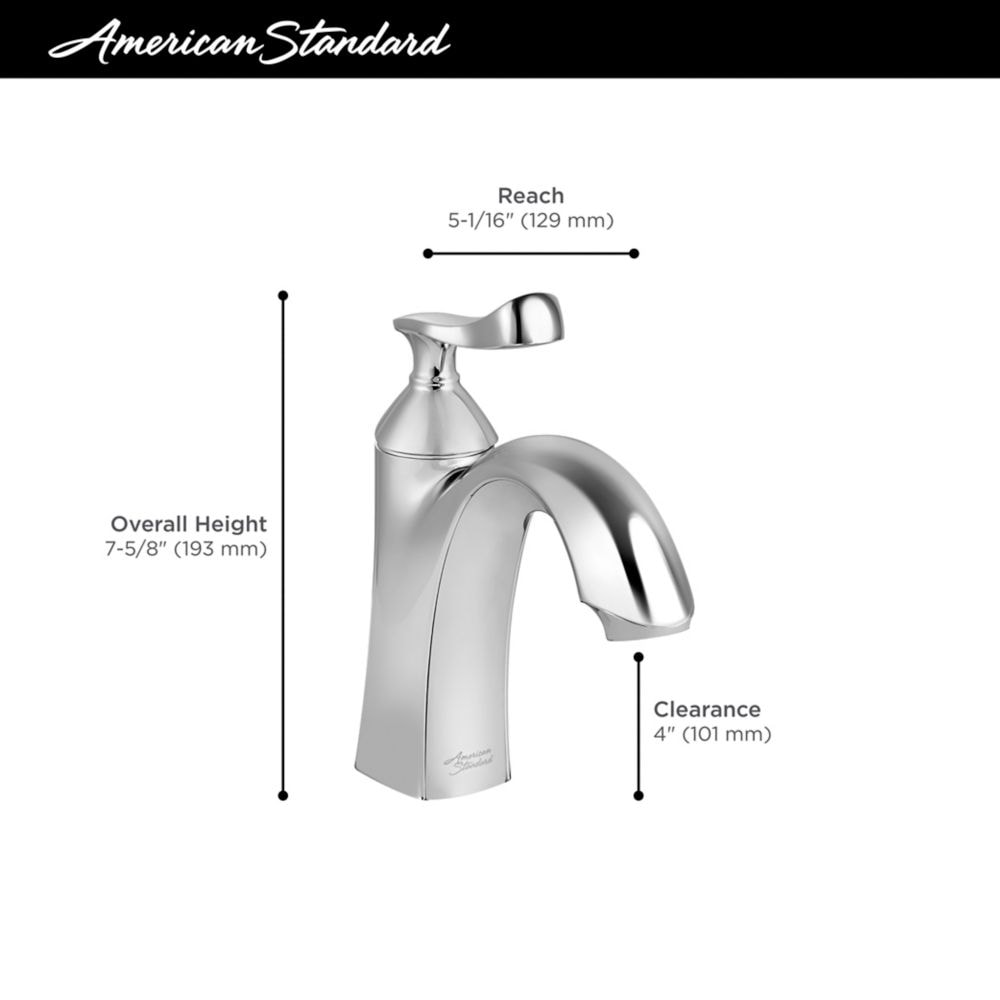 Robinet de lavabo de salle de bain à arc bas à poignée unique et trou unique Chatfield en chrome (robinet, drain et plaque de pont inclus)