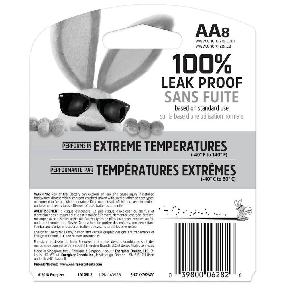 Piles AA au lithium Energizer Ultimate (paquet de 8), piles doubles A au lithium de 1,5 V