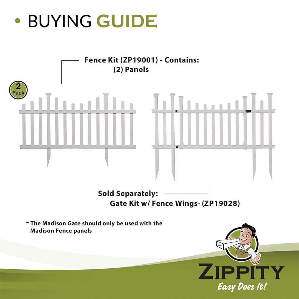 Madison 2.5 ft. x 5 ft. No-Dig Vinyl Garden Picket Fence Panel Kit