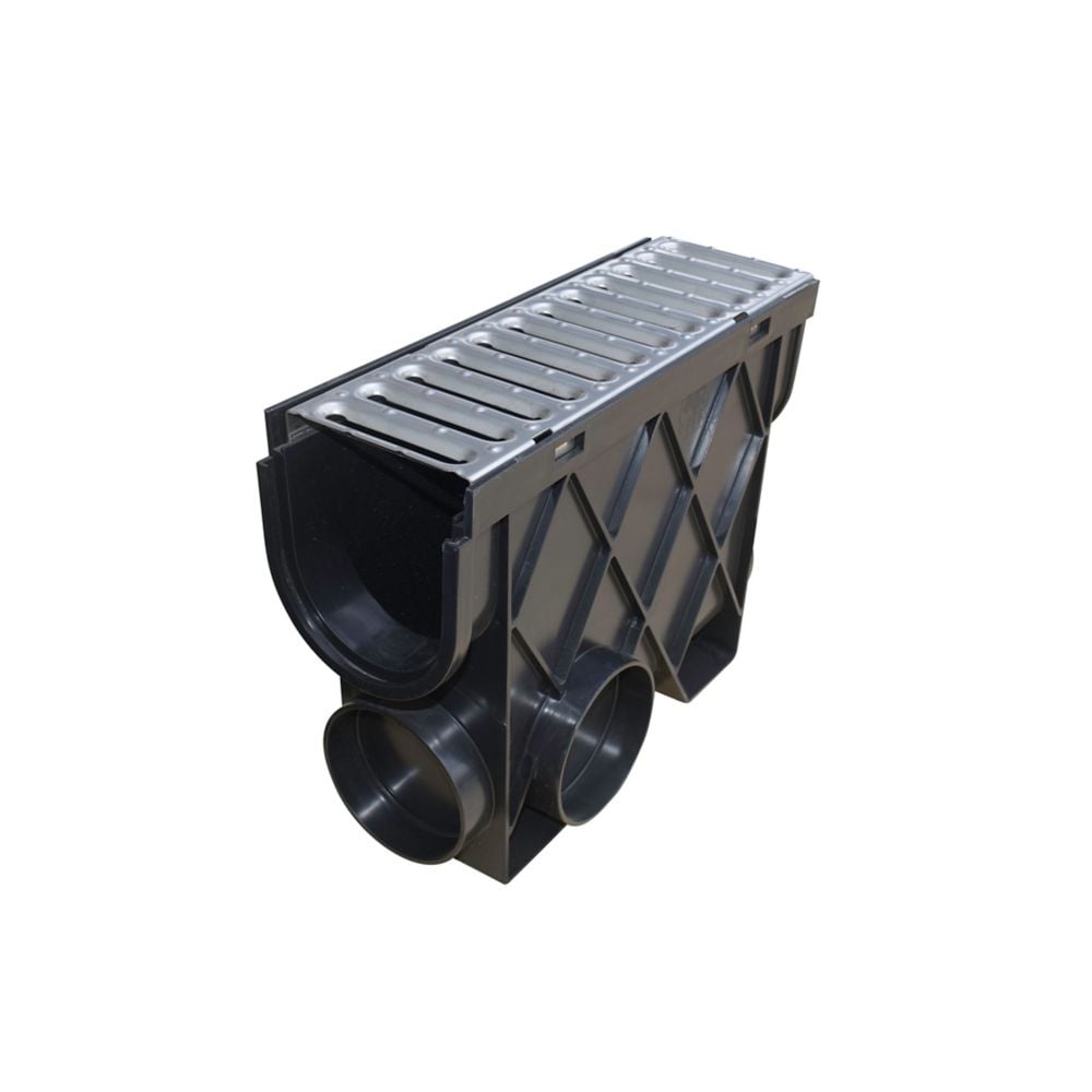Bassin collecteur mince en ligne de la série Storm Drain Channel de 13,5 po avec grille en acier inoxydable