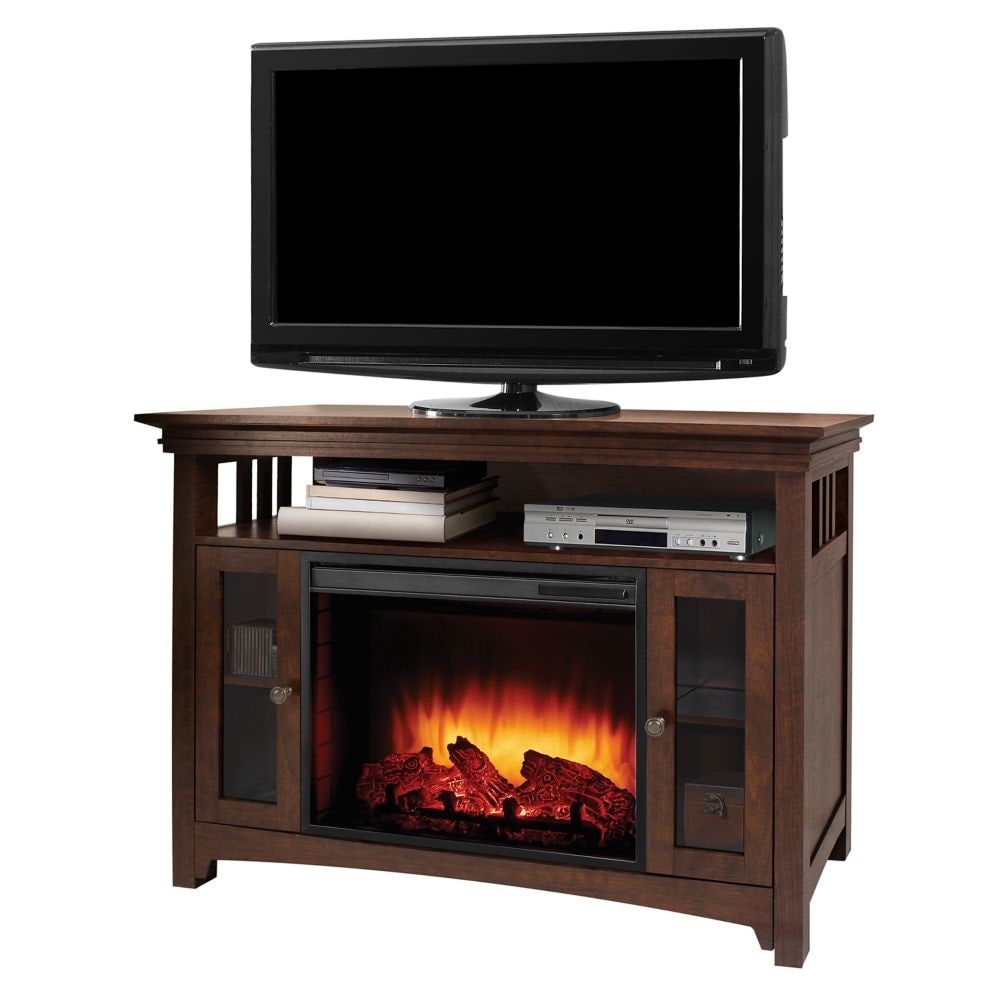 Wyatt 48-inch Freestanding Electric Fireplace TV Stand in Burnished Oak