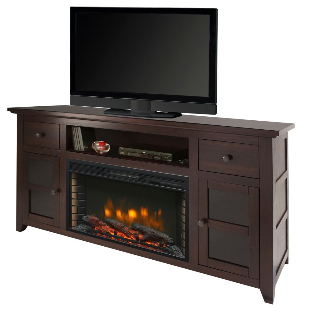 Winchester 56-inch Freestanding Electric Fireplace TV Stand in Dark Walnut