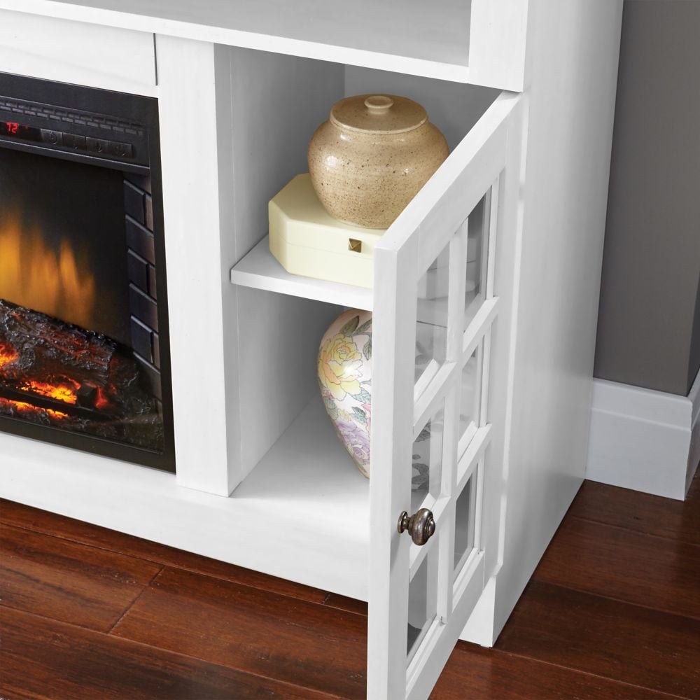 Huntley 59-inch Electric Fireplace and Media Stand in White