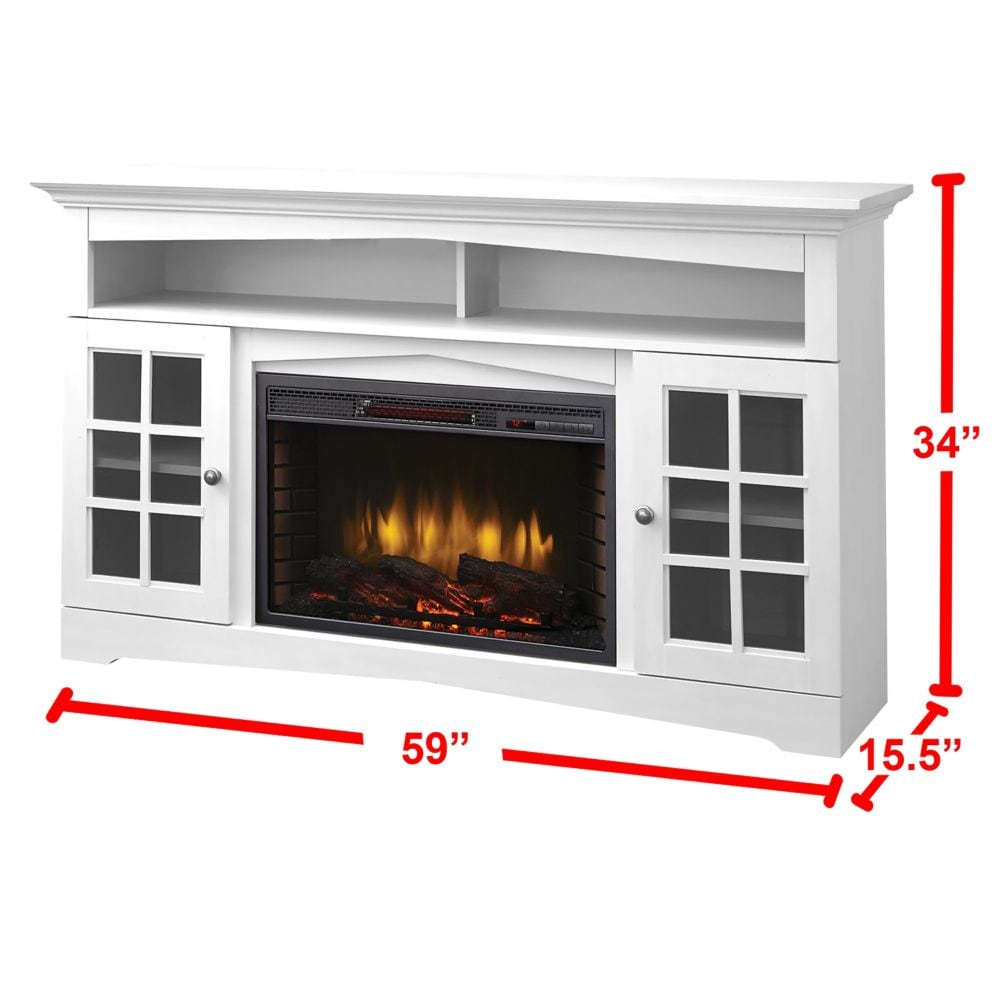 Huntley 59-inch Electric Fireplace and Media Stand in White
