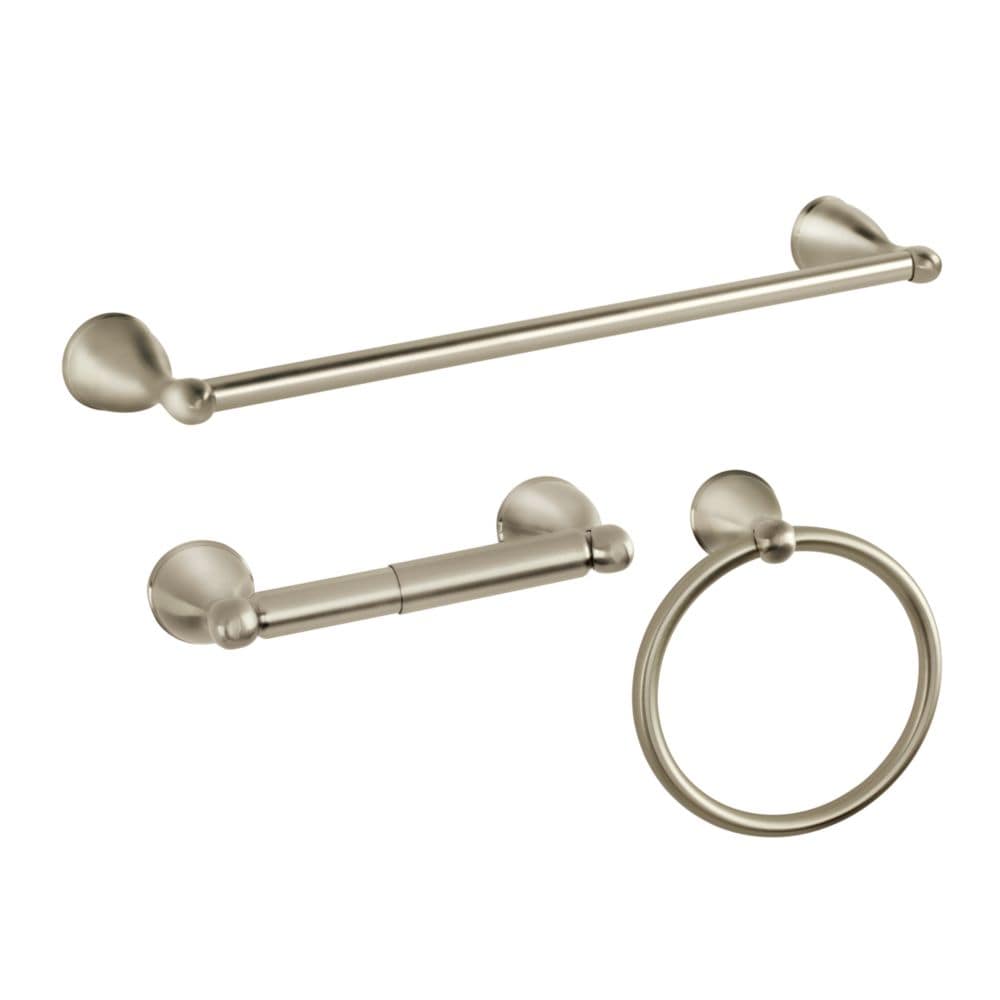 Ensemble de quincaillerie de salle de bain Builders 3 pièces en nickel brossé