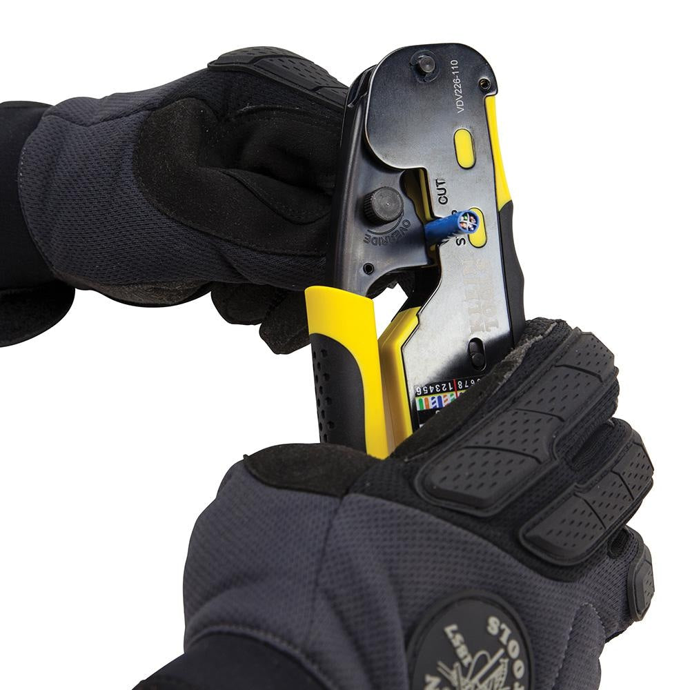Ratcheting Cable Crimper / Stripper / Cutter, for Pass-Thru
