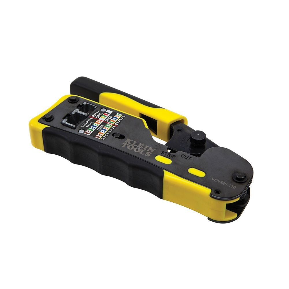 Ratcheting Cable Crimper / Stripper / Cutter, for Pass-Thru