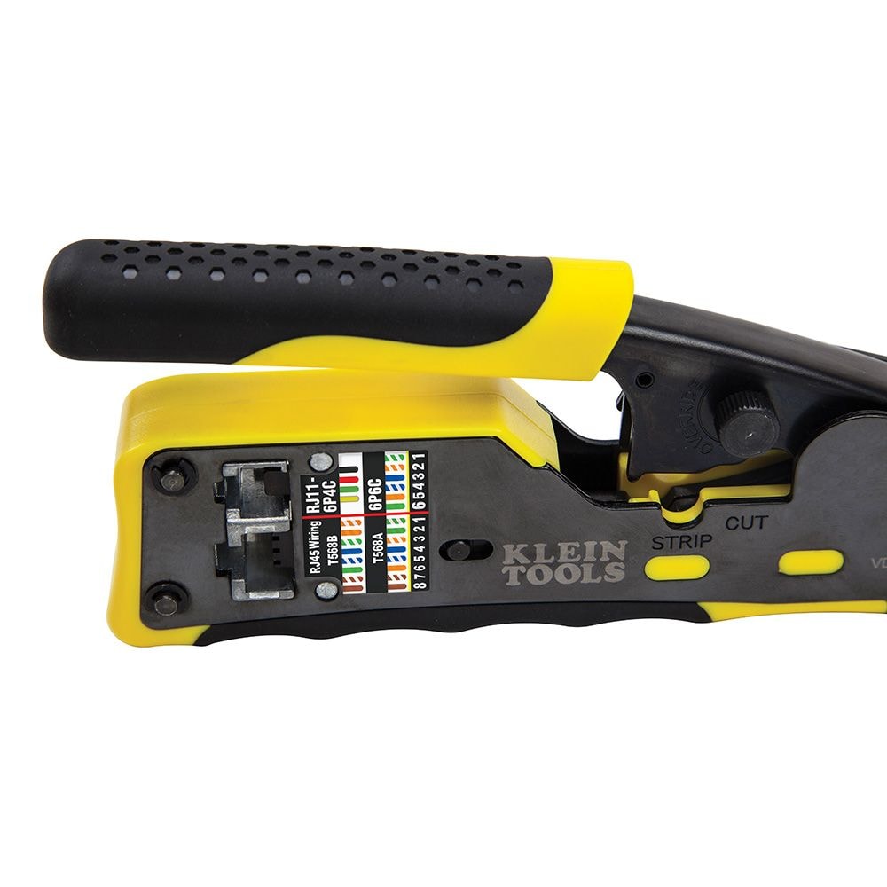 Ratcheting Cable Crimper / Stripper / Cutter, for Pass-Thru