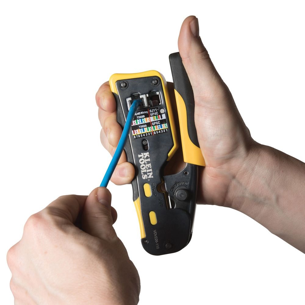 Ratcheting Cable Crimper / Stripper / Cutter, for Pass-Thru
