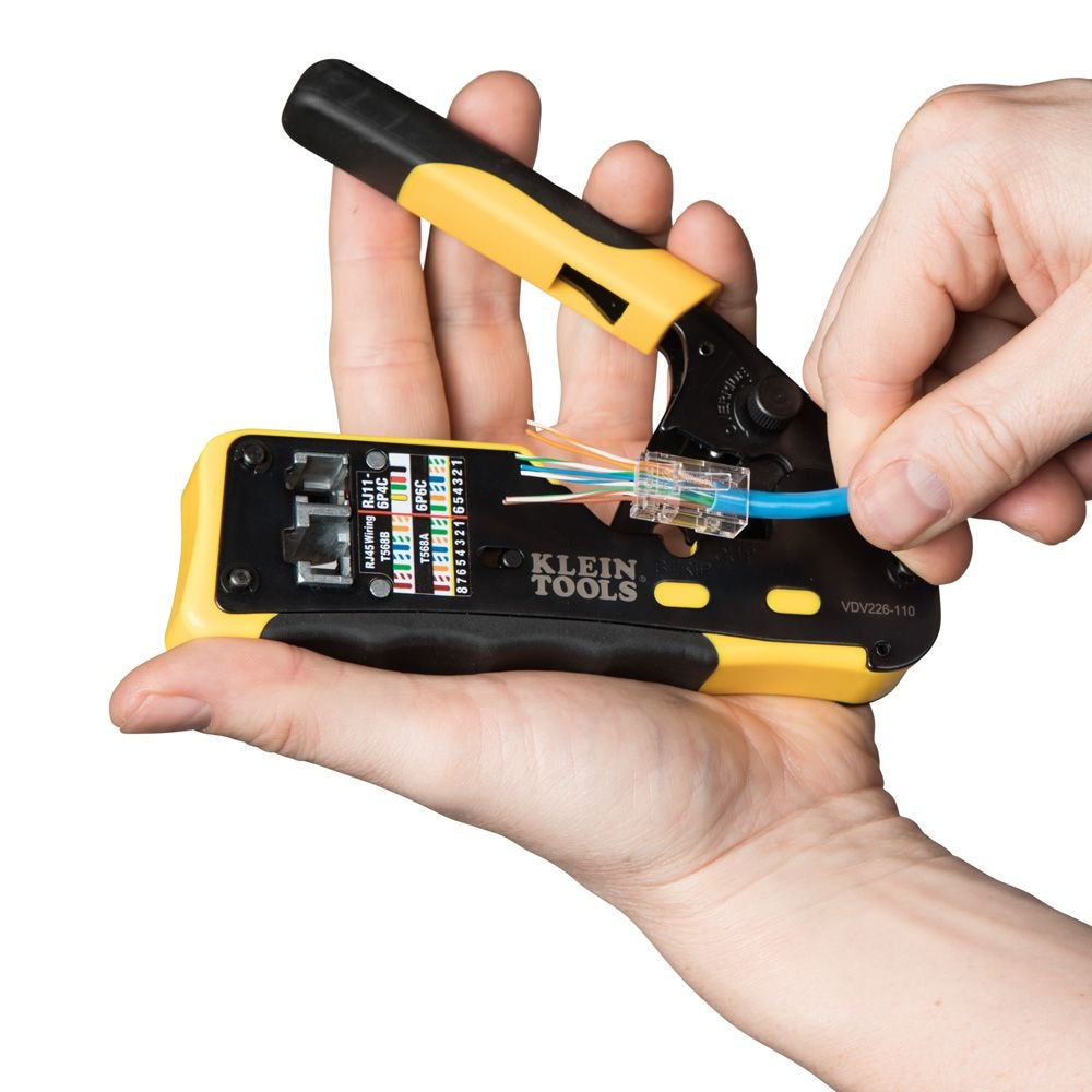 Ratcheting Cable Crimper / Stripper / Cutter, for Pass-Thru