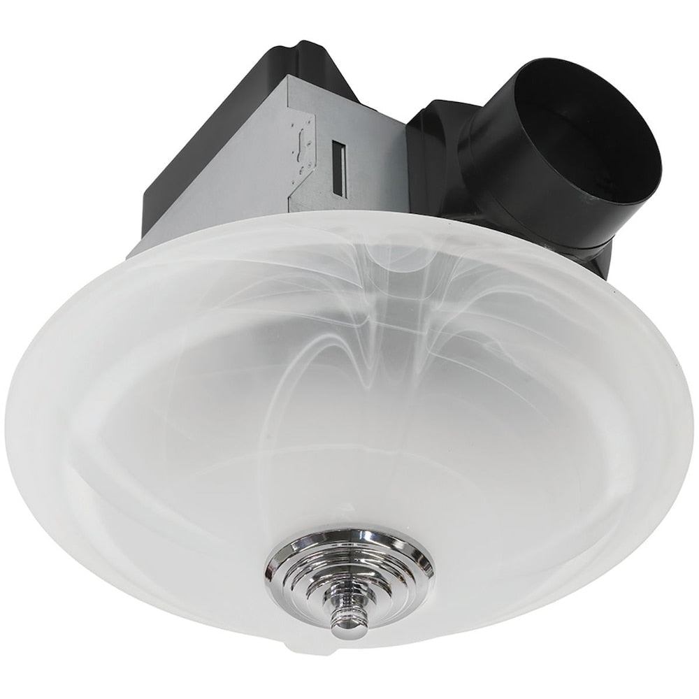 Ventilateur de salle de bain 3 pouces-1 - 80 CFM avec lumière LED, globe blanc et 3 embouts