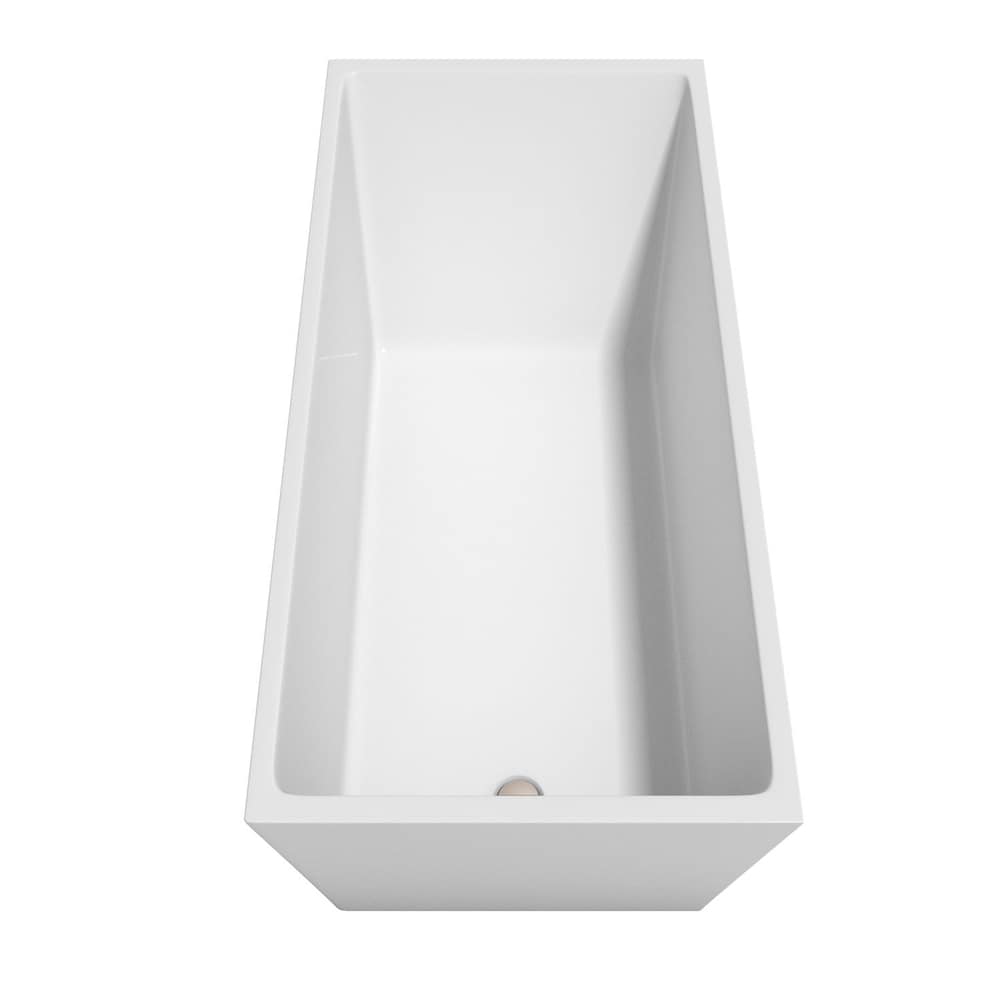 Baignoire autoportante Hannah de 67 pouces en blanc avec drain et garniture de trop-plein en nickel brossé