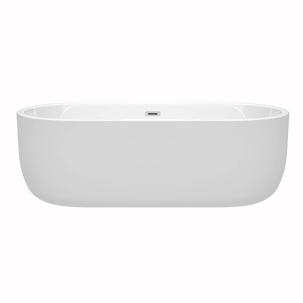 Juliette 71 inch Freestanding Bathtub in White with Polished Chrome Drain and Overflow Trim