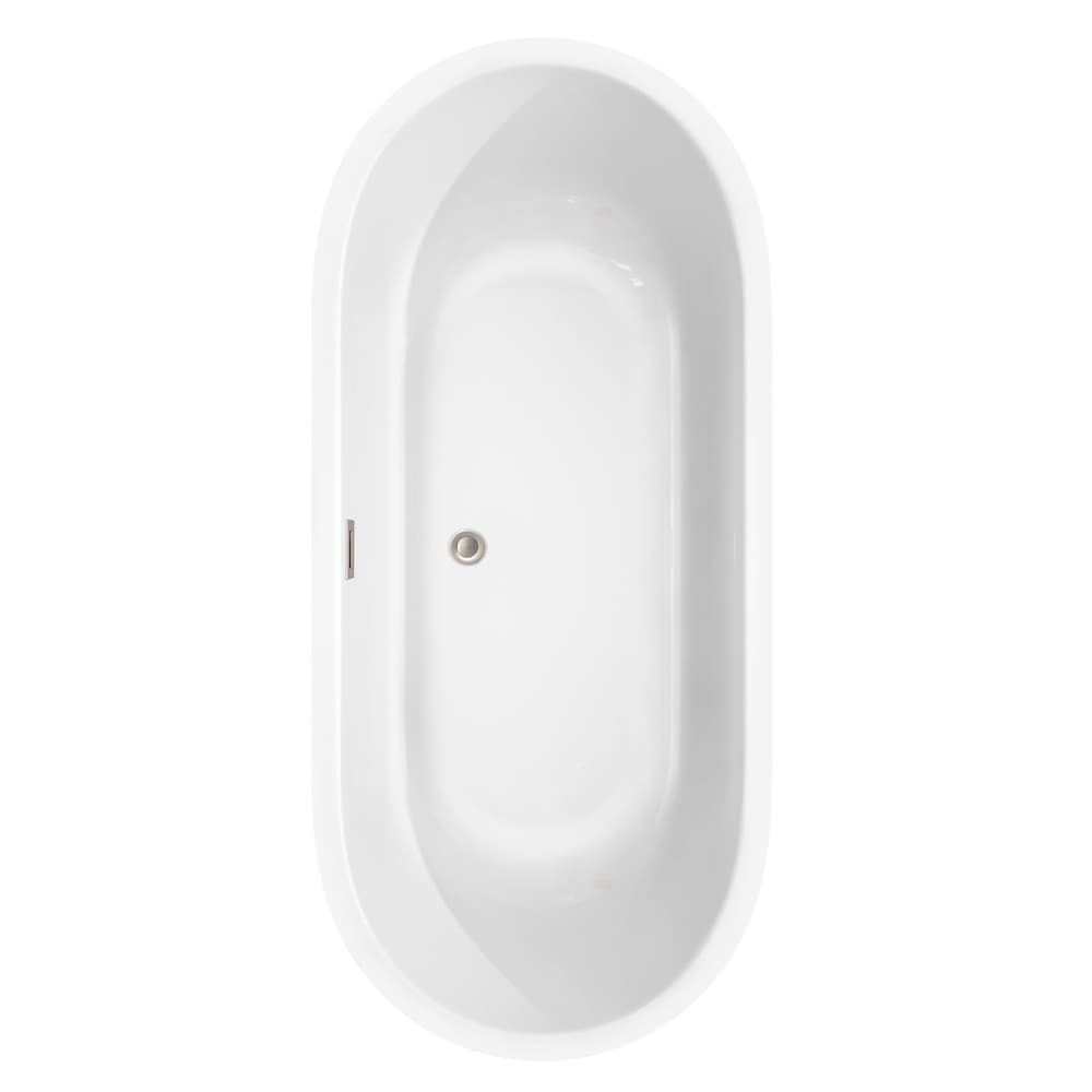 Juliette 71 inch Freestanding Bathtub in White with Brushed Nickel Drain and Overflow Trim