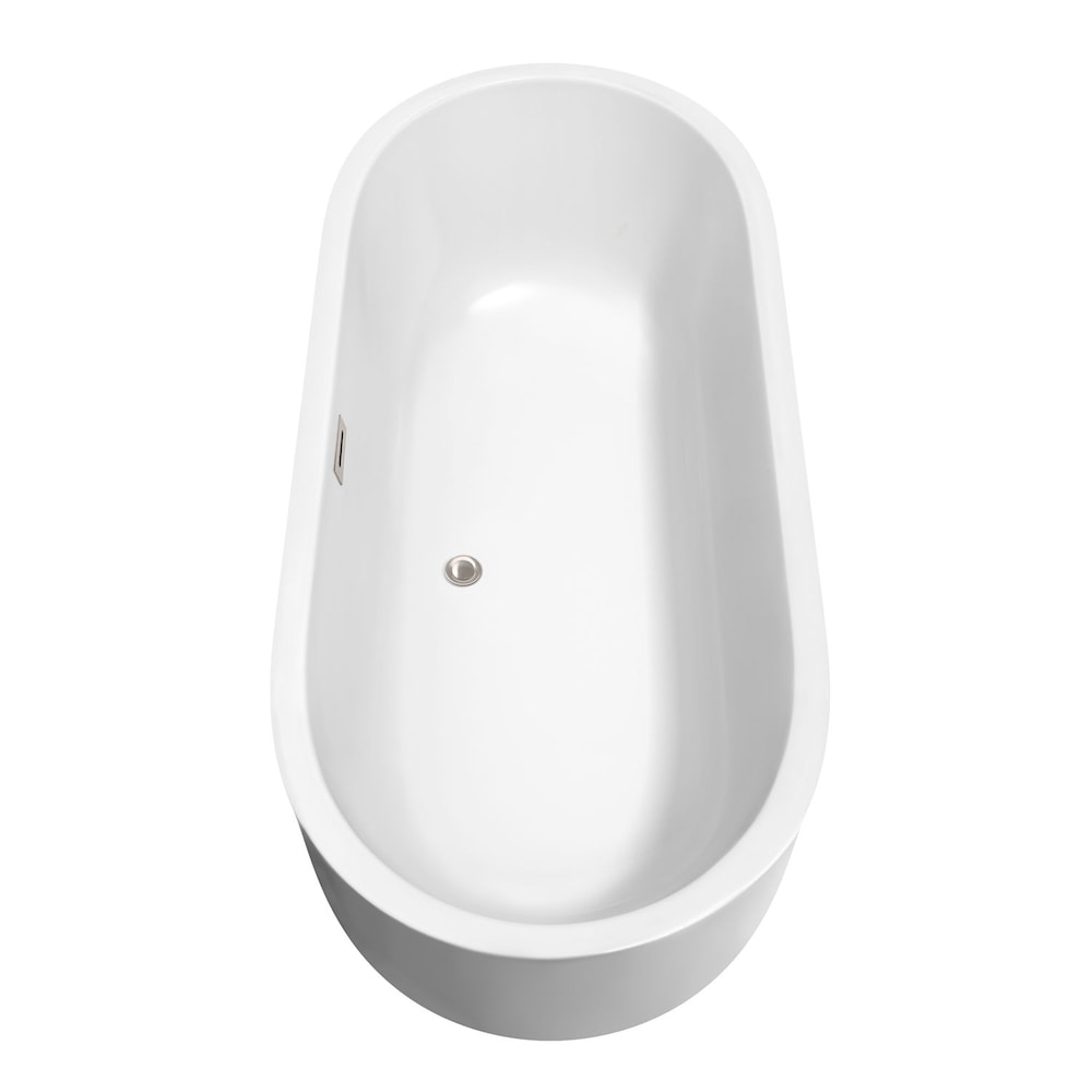 Juliette 71 inch Freestanding Bathtub in White with Brushed Nickel Drain and Overflow Trim