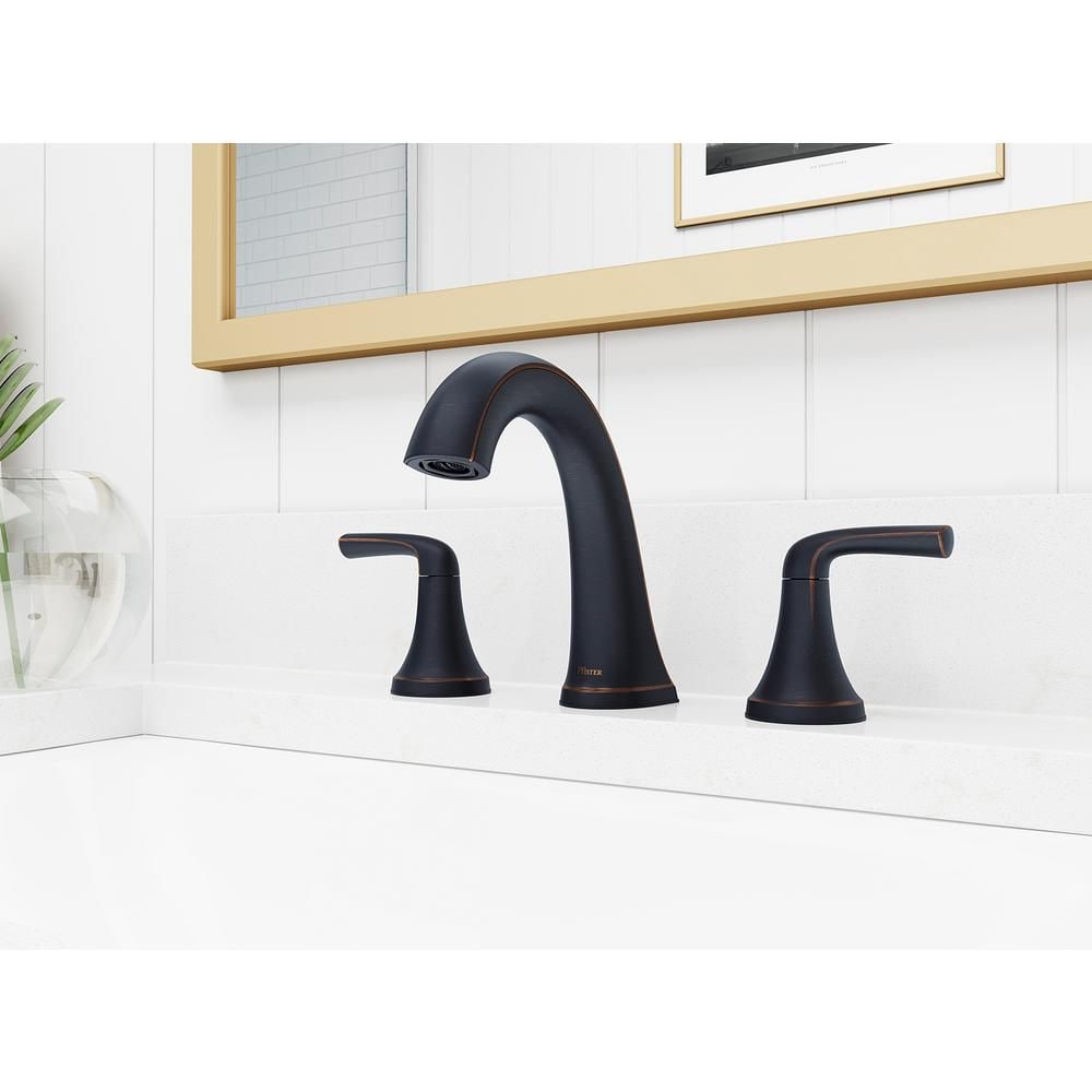Robinet de lavabo de salle de bain à 2 poignées Ladera en bronze toscan de 8 pouces