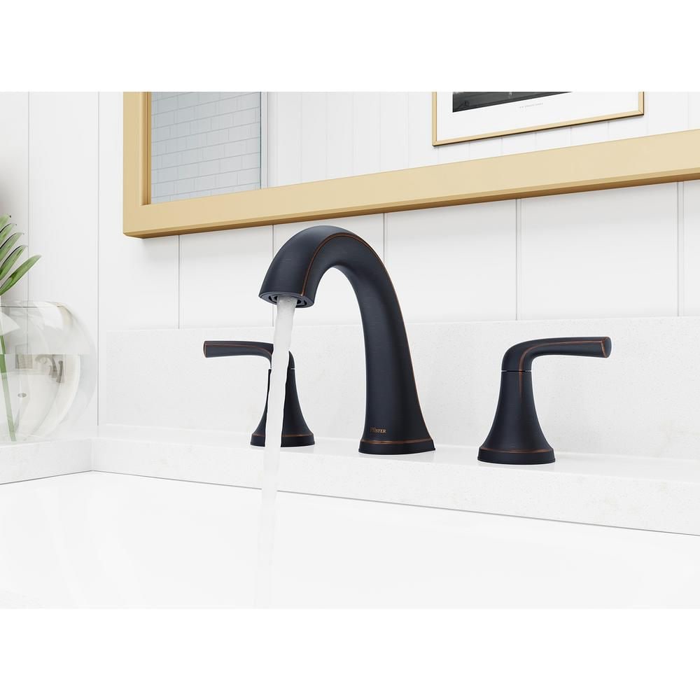 Robinet de lavabo de salle de bain à 2 poignées Ladera en bronze toscan de 8 pouces