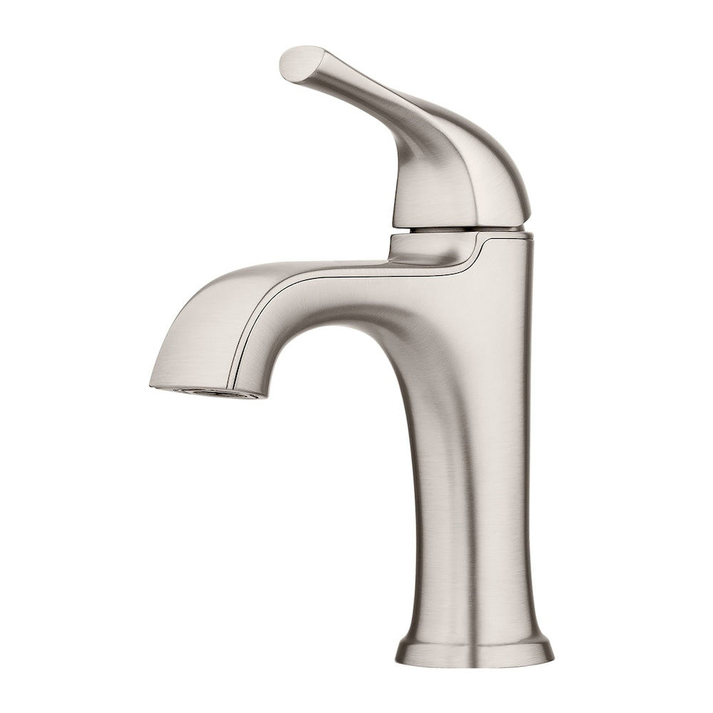 Robinet de lavabo de salle de bain Ladera à poignée unique en nickel brossé à 1 ou 3 trous