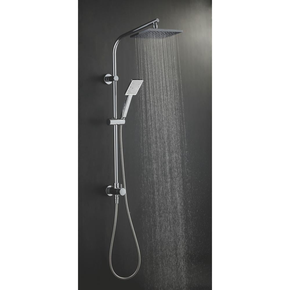 Ensemble de pomme de douche et douchette à main rectangulaire moderne à montage mural de 8 pouces à 1 fonction en chrome
