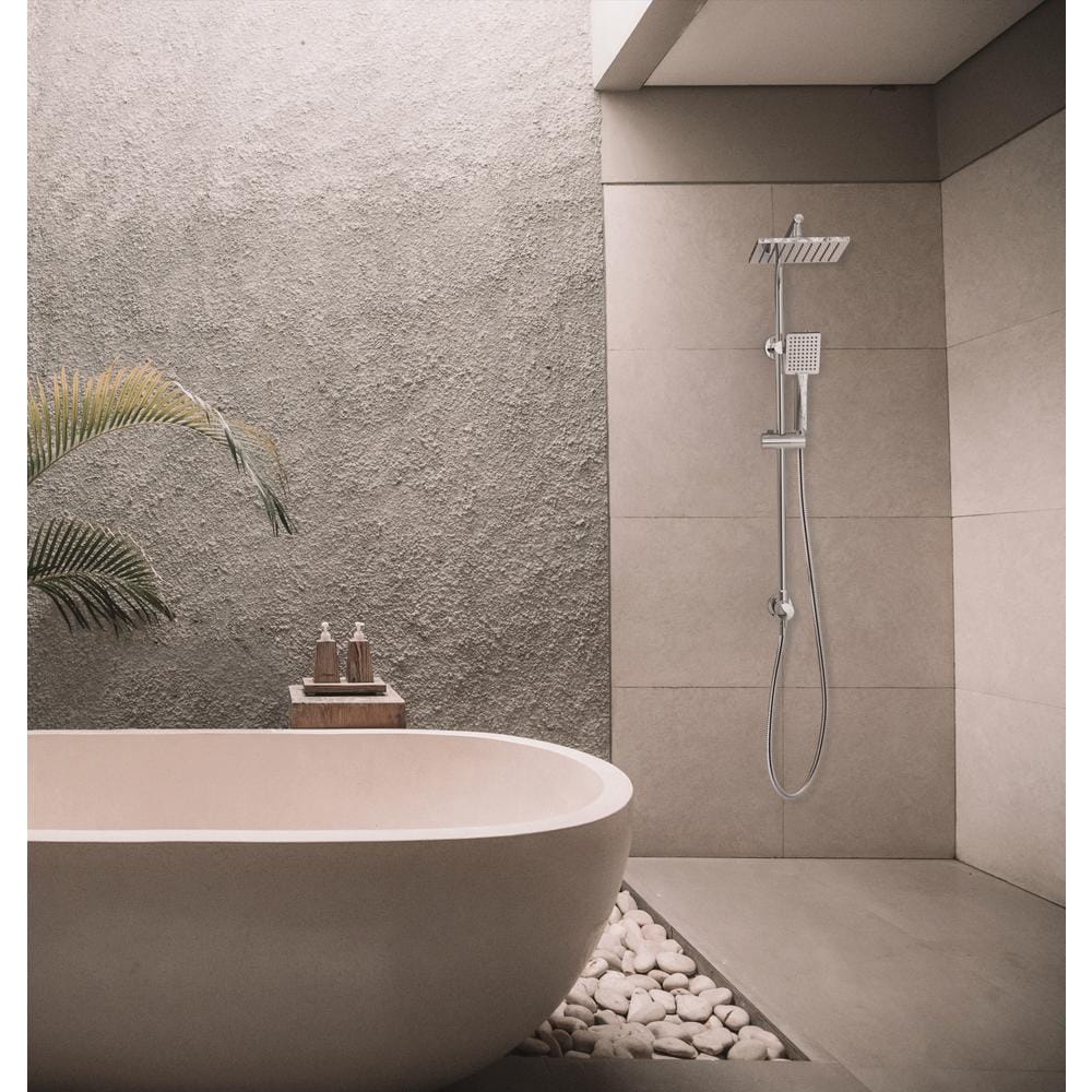 Ensemble de pomme de douche et douchette à main rectangulaire moderne à montage mural de 8 pouces à 1 fonction en chrome