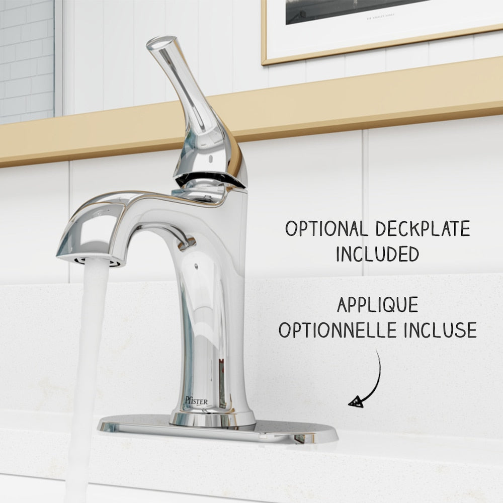 Robinet de lavabo de salle de bain Ladera à poignée unique en chrome poli à 1 ou 3 trous