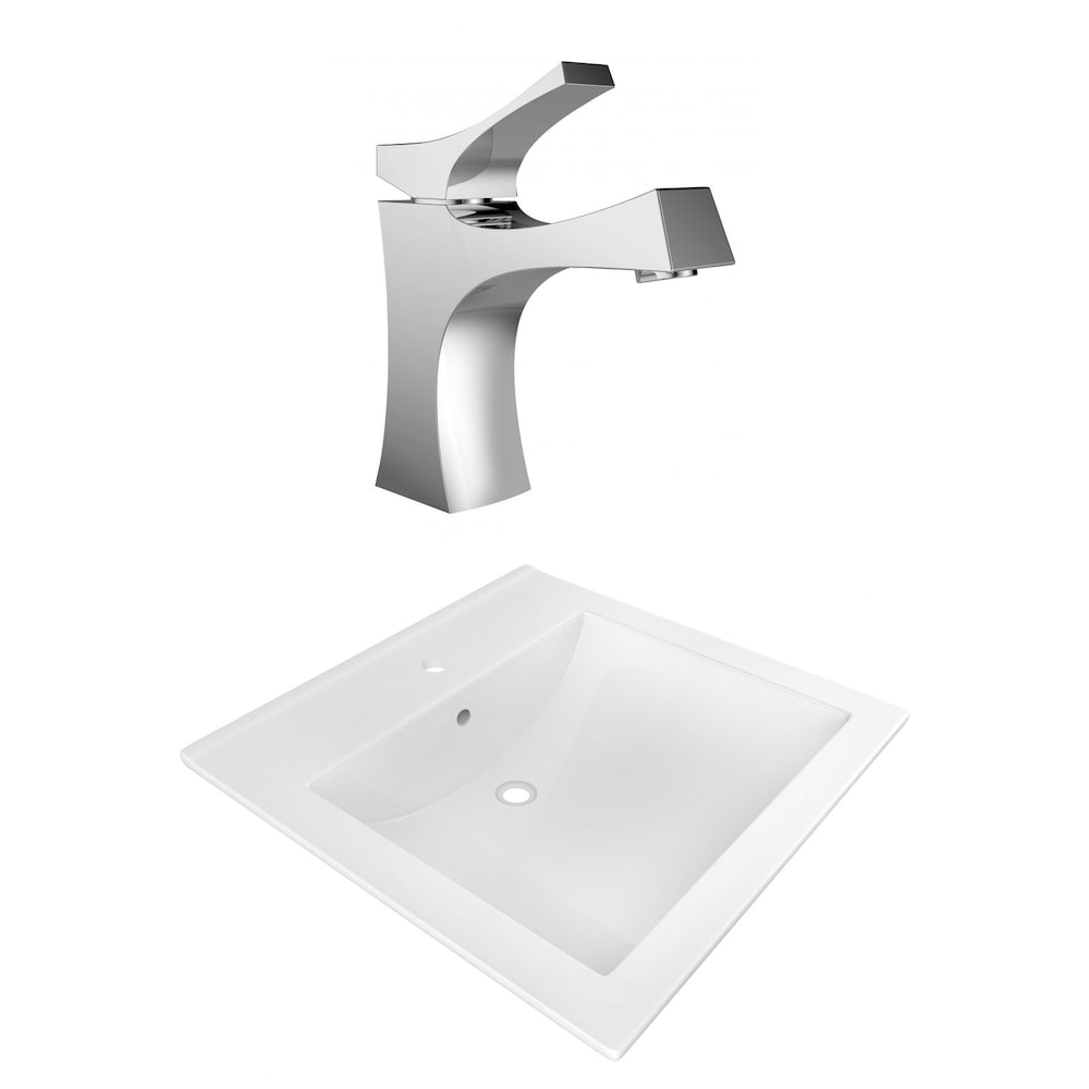 21.5- inch W 1 Hole Ceramic Top Set In White Colour - CUPC Faucet Incl.