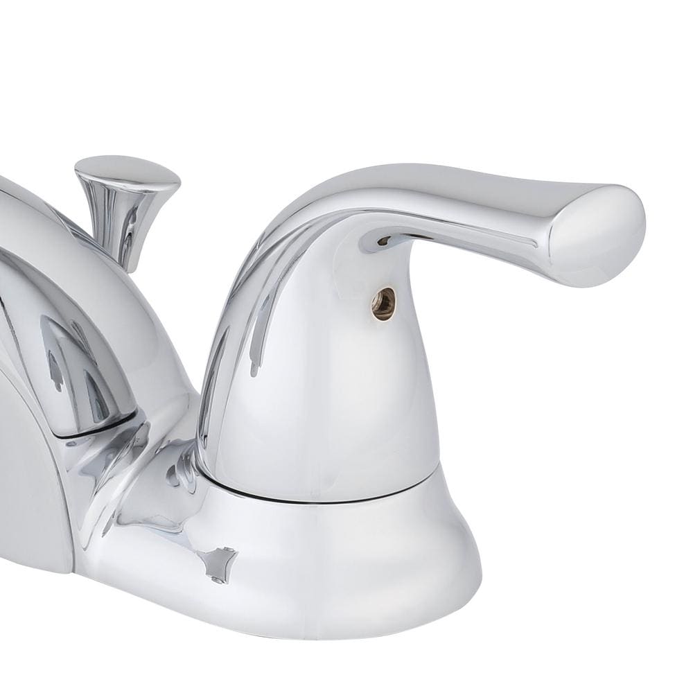 Robinet de salle de bain classique à deux poignées et levier central de 4 pouces à arc moyen en chrome