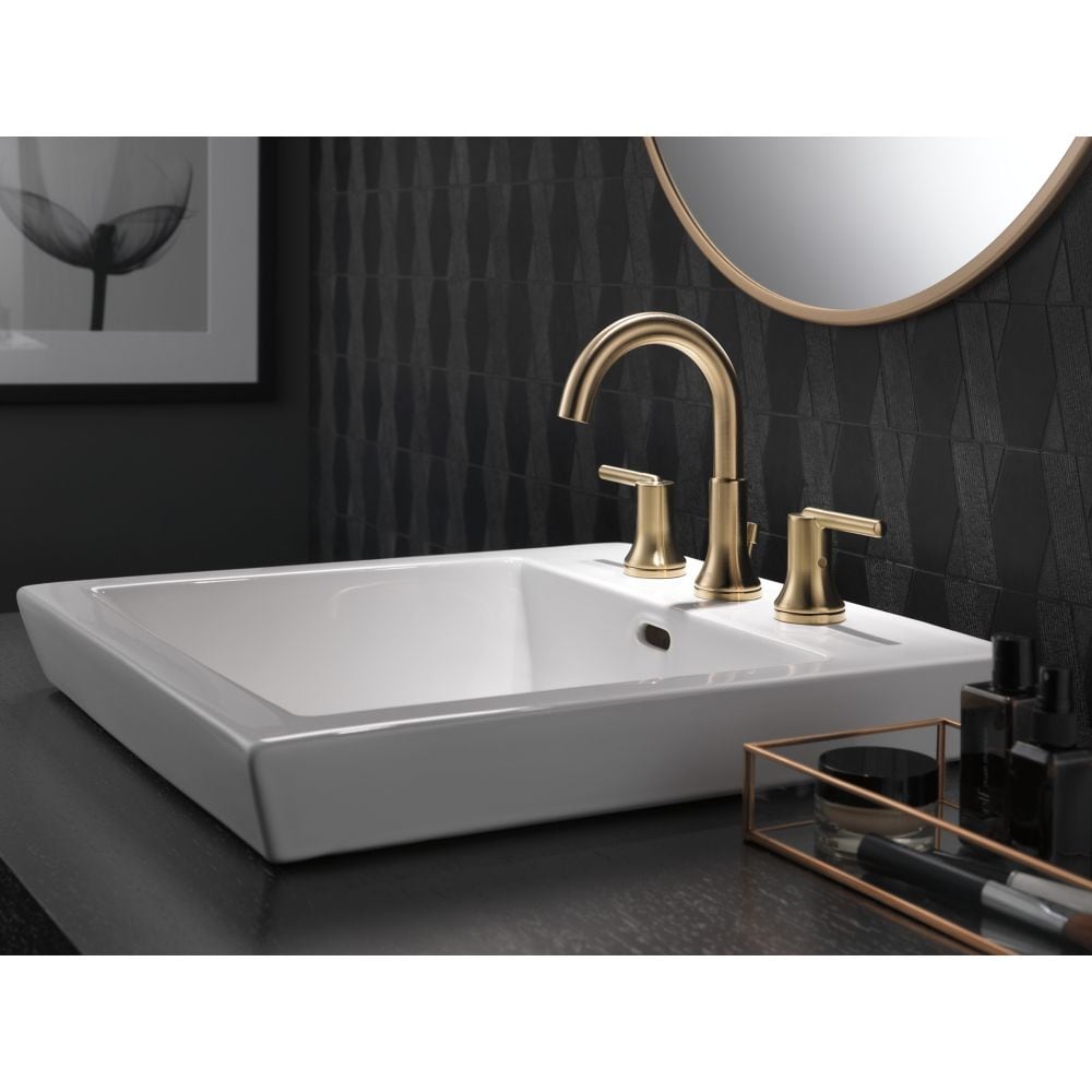Robinet de lavabo de salle de bain à deux poignées Trinsic à débit d'eau standard avec poussoir en métal doré