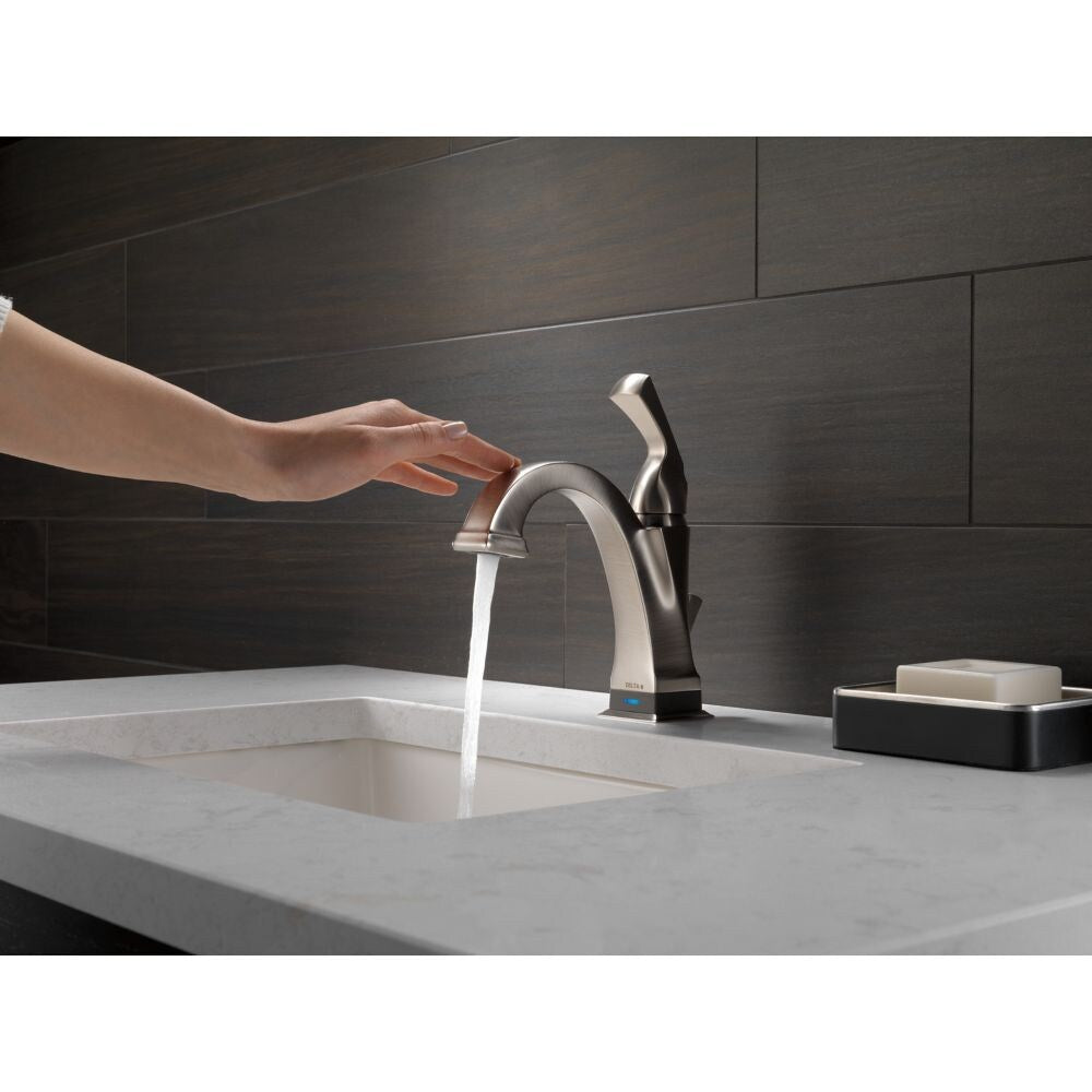 Robinet de lavabo de salle de bain à 1 poignée et trou unique Dryden, montage sur pont, débit standard, acier inoxydable
