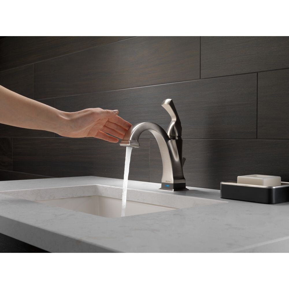 Robinet de lavabo de salle de bain à 1 poignée et trou unique Dryden, montage sur pont, débit standard, acier inoxydable