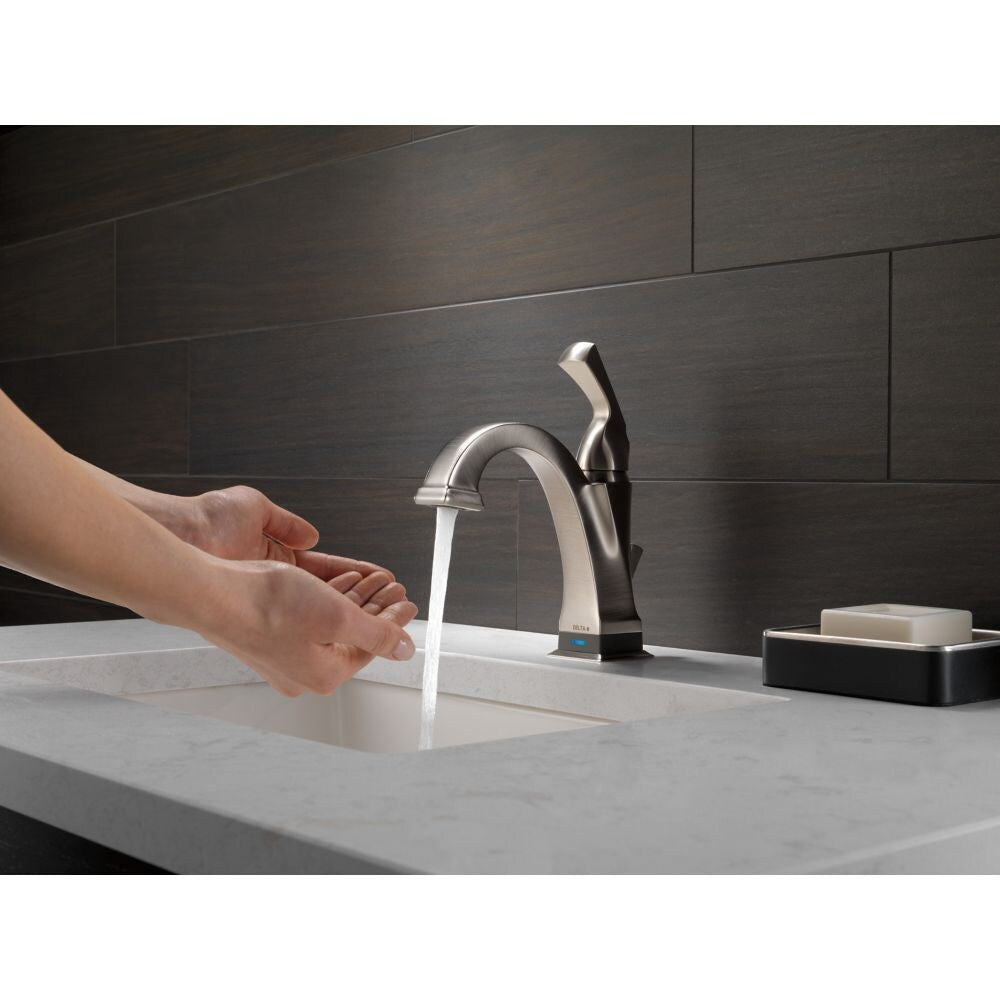 Robinet de lavabo de salle de bain à 1 poignée et trou unique Dryden, montage sur pont, débit standard, acier inoxydable