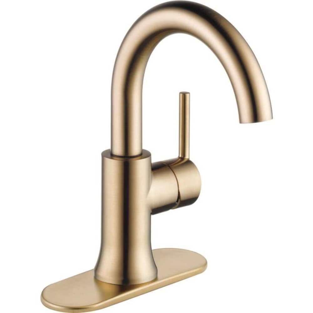 Robinet de lavabo de salle de bain à arc élevé à poignée unique et à trou unique Trinsic, montage sur pont, débit standard, or