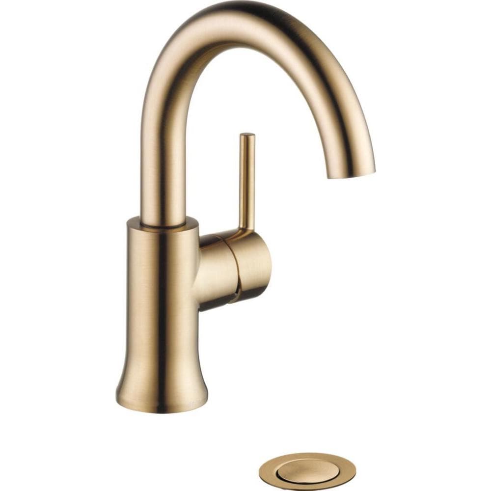 Robinet de lavabo de salle de bain à arc élevé à poignée unique et à trou unique Trinsic, montage sur pont, débit standard, or