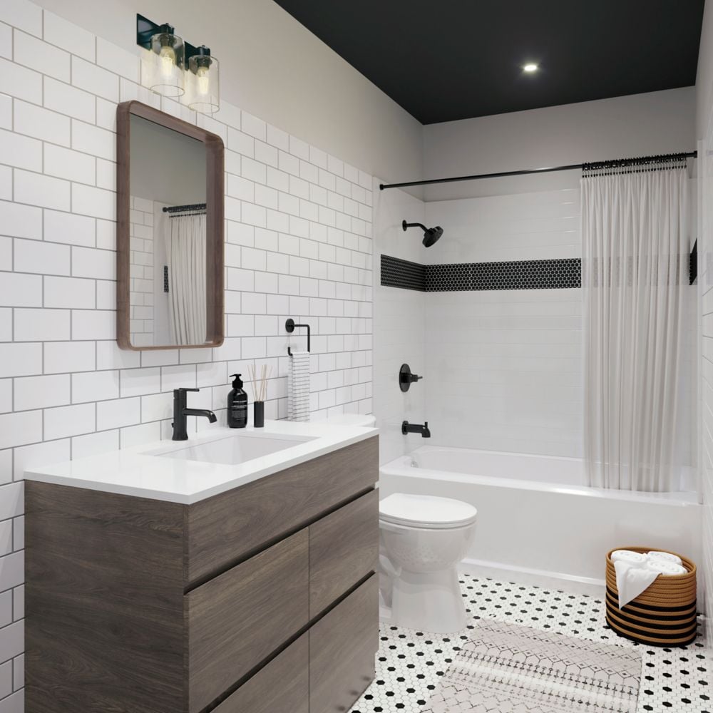 Robinet de lavabo de salle de bain à poignée unique et à trou unique Trinsic, montage sur pont, débit standard, noir mat